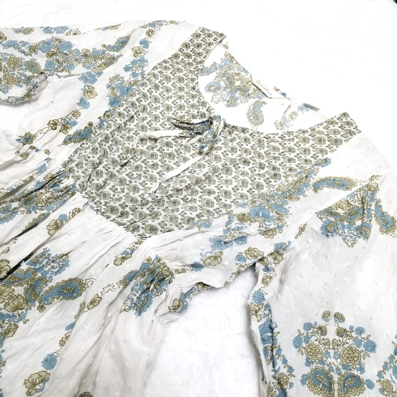 Punch floral paisley tiered Swiss dot cotton tunic - Picture 2 of 8